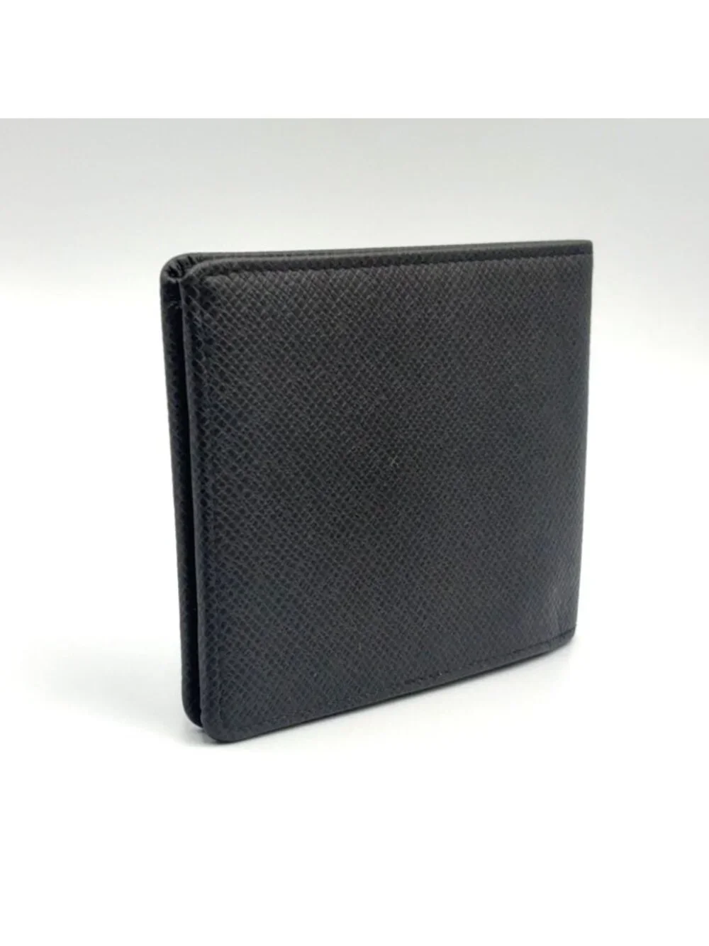 Louis Vuitton Portefeuille Credit Taiga Leather Dark Gray Bifold Billfold Wallet